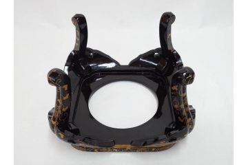 江戸〜明治期　蒔絵　松唐草　火箸　華やかな気品を感じる大名火鉢(木製、漆芸、猫脚、手あぶり)(R-081353)