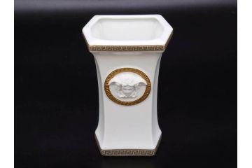 VERSACE(ヴェルサーチェ)　Rosenthal(ローゼンタール)　メデューサ　独創的なデザインが魅力の花瓶(ゴルゴナ、フラワーベース、花器、花入、花生、金彩、共箱付き、袋付き)(R-081354)