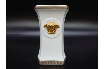 VERSACE(ヴェルサーチェ)　Rosenthal(ローゼンタール)　メデューサ　独創的なデザインが魅力の花瓶(ゴルゴナ、フラワーベース、花器、花入、花生、金彩、共箱付き、袋付き)(R-081354)