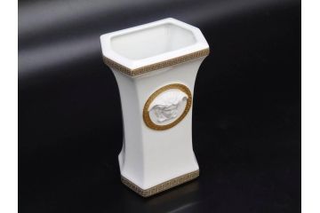 VERSACE(ヴェルサーチェ)　Rosenthal(ローゼンタール)　メデューサ　洗練されたデザインが美しい花瓶(ゴルゴナ、フラワーベース、花器、花入、花生、金彩、共箱付き、袋付き)(R-081355)