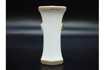 VERSACE(ヴェルサーチェ)　Rosenthal(ローゼンタール)　メデューサ　洗練されたデザインが美しい花瓶(ゴルゴナ、フラワーベース、花器、花入、花生、金彩、共箱付き、袋付き)(R-081355)