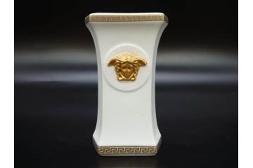 VERSACE(ヴェルサーチェ)　Rosenthal(ローゼンタール)　メデューサ　洗練されたデザインが美しい花瓶(ゴルゴナ、フラワーベース、花器、花入、花生、金彩、共箱付き、袋付き)(R-081355)
