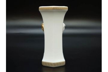 VERSACE(ヴェルサーチェ)　Rosenthal(ローゼンタール)　メデューサ　洗練されたデザインが美しい花瓶(ゴルゴナ、フラワーベース、花器、花入、花生、金彩、共箱付き、袋付き)(R-081355)