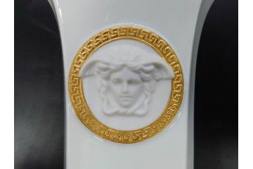 VERSACE(ヴェルサーチェ)　Rosenthal(ローゼンタール)　メデューサ　洗練されたデザインが美しい花瓶(ゴルゴナ、フラワーベース、花器、花入、花生、金彩、共箱付き、袋付き)(R-081355)