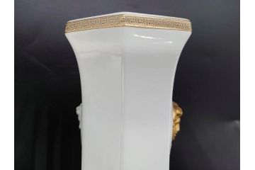 VERSACE(ヴェルサーチェ)　Rosenthal(ローゼンタール)　メデューサ　洗練されたデザインが美しい花瓶(ゴルゴナ、フラワーベース、花器、花入、花生、金彩、共箱付き、袋付き)(R-081355)