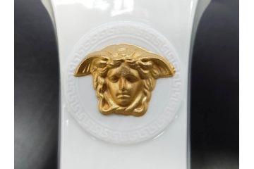 VERSACE(ヴェルサーチェ)　Rosenthal(ローゼンタール)　メデューサ　洗練されたデザインが美しい花瓶(ゴルゴナ、フラワーベース、花器、花入、花生、金彩、共箱付き、袋付き)(R-081355)