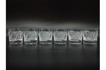 フランス　LALIQUE(ラリック)　ユロット　和気あいあいとした気分を盛り上げるSAKEタンブラー6客セット(フクロウ、梟、サテンクリスタル、グラス、硝子、ガラス)(R-081356)