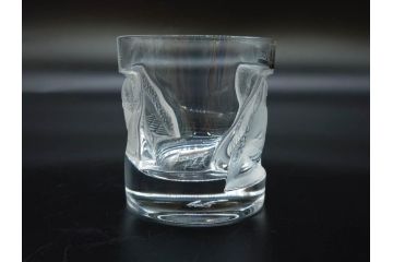 フランス　LALIQUE(ラリック)　ユロット　和気あいあいとした気分を盛り上げるSAKEタンブラー6客セット(フクロウ、梟、サテンクリスタル、グラス、硝子、ガラス)(R-081356)