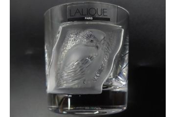 フランス　LALIQUE(ラリック)　ユロット　和気あいあいとした気分を盛り上げるSAKEタンブラー6客セット(フクロウ、梟、サテンクリスタル、グラス、硝子、ガラス)(R-081356)