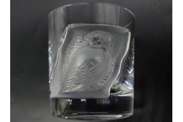 フランス　LALIQUE(ラリック)　ユロット　和気あいあいとした気分を盛り上げるSAKEタンブラー6客セット(フクロウ、梟、サテンクリスタル、グラス、硝子、ガラス)(R-081356)