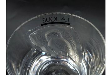フランス　LALIQUE(ラリック)　ユロット　和気あいあいとした気分を盛り上げるSAKEタンブラー6客セット(フクロウ、梟、サテンクリスタル、グラス、硝子、ガラス)(R-081356)