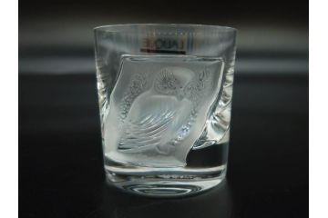 フランス　LALIQUE(ラリック)　ユロット　和気あいあいとした気分を盛り上げるSAKEタンブラー6客セット(フクロウ、梟、サテンクリスタル、グラス、硝子、ガラス)(R-081356)