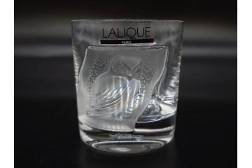 フランス　LALIQUE(ラリック)　ユロット　和気あいあいとした気分を盛り上げるSAKEタンブラー6客セット(フクロウ、梟、サテンクリスタル、グラス、硝子、ガラス)(R-081356)