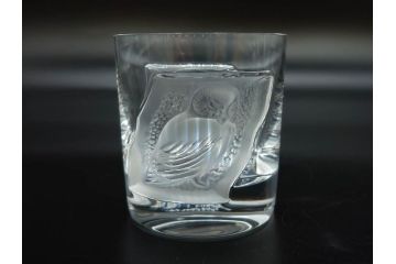 フランス　LALIQUE(ラリック)　ユロット　和気あいあいとした気分を盛り上げるSAKEタンブラー6客セット(フクロウ、梟、サテンクリスタル、グラス、硝子、ガラス)(R-081356)