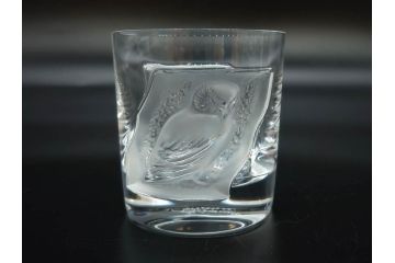 フランス　LALIQUE(ラリック)　ユロット　和気あいあいとした気分を盛り上げるSAKEタンブラー6客セット(フクロウ、梟、サテンクリスタル、グラス、硝子、ガラス)(R-081356)