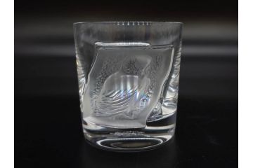フランス　LALIQUE(ラリック)　ユロット　和気あいあいとした気分を盛り上げるSAKEタンブラー6客セット(フクロウ、梟、サテンクリスタル、グラス、硝子、ガラス)(R-081356)