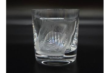 フランス　LALIQUE(ラリック)　ユロット　和気あいあいとした気分を盛り上げるSAKEタンブラー6客セット(フクロウ、梟、サテンクリスタル、グラス、硝子、ガラス)(R-081356)