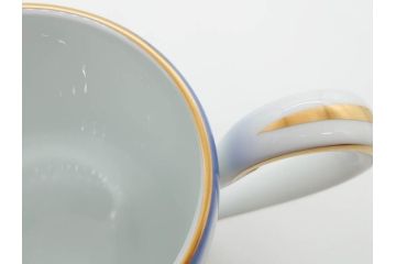 大倉陶園(OKURA、OAC)　イルカ　カジキ　躍動感あるデザインが印象的なビアマグ3客セット(魚、海、帆船、ジョッキ、酒器、金彩、白磁、マグカップ、洋食器)(R-081357)