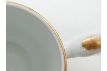 大倉陶園(OKURA、OAC)　イルカ　カジキ　躍動感あるデザインが印象的なビアマグ3客セット(魚、海、帆船、ジョッキ、酒器、金彩、白磁、マグカップ、洋食器)(R-081357)