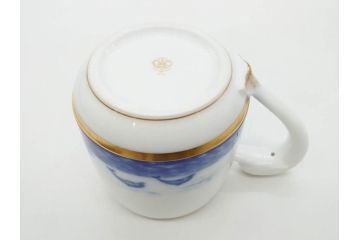大倉陶園(OKURA、OAC)　イルカ　カジキ　躍動感あるデザインが印象的なビアマグ3客セット(魚、海、帆船、ジョッキ、酒器、金彩、白磁、マグカップ、洋食器)(R-081357)