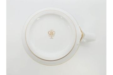 大倉陶園(OKURA、OAC)　イルカ　カジキ　躍動感あるデザインが印象的なビアマグ3客セット(魚、海、帆船、ジョッキ、酒器、金彩、白磁、マグカップ、洋食器)(R-081357)