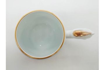 大倉陶園(OKURA、OAC)　イルカ　カジキ　躍動感あるデザインが印象的なビアマグ3客セット(魚、海、帆船、ジョッキ、酒器、金彩、白磁、マグカップ、洋食器)(R-081357)