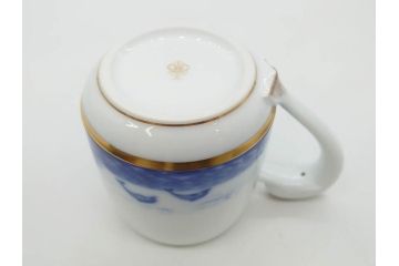 大倉陶園(OKURA、OAC)　イルカ　カジキ　躍動感あるデザインが印象的なビアマグ3客セット(魚、海、帆船、ジョッキ、酒器、金彩、白磁、マグカップ、洋食器)(R-081357)