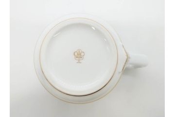 大倉陶園(OKURA、OAC)　イルカ　カジキ　躍動感あるデザインが印象的なビアマグ3客セット(魚、海、帆船、ジョッキ、酒器、金彩、白磁、マグカップ、洋食器)(R-081357)