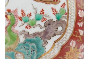 明治〜大正期　伊万里　色絵　龍　鳳凰　手あぶり　絢爛たる絵付けが見事な火鉢(赤絵、竜、金彩、花唐草、丸火鉢)(R-081362)