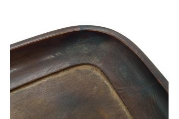 時代物　在銘作家物　肥松盆　角盆　煎茶盆　茶道具　時代を重ねた趣のあるお盆(雲?、木製、トレイ、トレー)(R-081364)