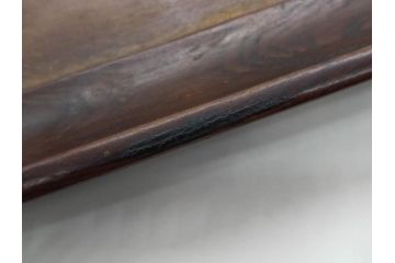 時代物　在銘作家物　肥松盆　角盆　煎茶盆　茶道具　時代を重ねた趣のあるお盆(雲?、木製、トレイ、トレー)(R-081364)