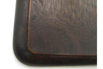 時代物　在銘作家物　肥松盆　角盆　煎茶盆　茶道具　時代を重ねた趣のあるお盆(雲?、木製、トレイ、トレー)(R-081364)
