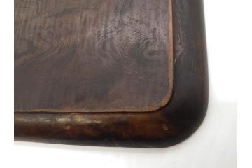 時代物　在銘作家物　肥松盆　角盆　煎茶盆　茶道具　時代を重ねた趣のあるお盆(雲?、木製、トレイ、トレー)(R-081364)