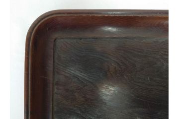 時代物　肥松盆　角盆　煎茶盆　茶道具　味わい深いお盆2点セット(木製、トレイ、トレー)(R-081365)