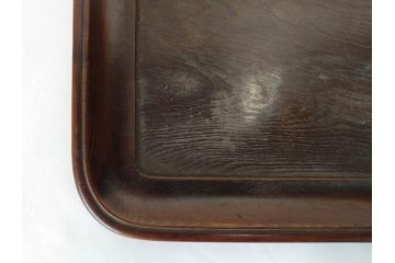時代物　肥松盆　角盆　煎茶盆　茶道具　味わい深いお盆2点セット(木製、トレイ、トレー)(R-081365)