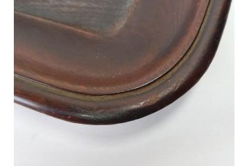時代物　肥松盆　角盆　煎茶盆　茶道具　味わい深いお盆2点セット(木製、トレイ、トレー)(R-081365)