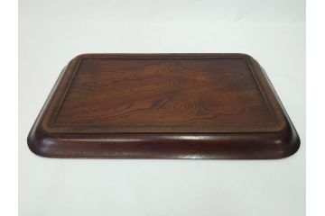 時代物　肥松盆　角盆　煎茶盆　茶道具　味わい深いお盆2点セット(木製、トレイ、トレー)(R-081365)