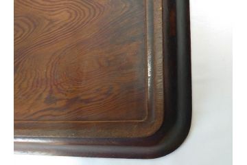 時代物　肥松盆　角盆　煎茶盆　茶道具　味わい深いお盆2点セット(木製、トレイ、トレー)(R-081365)