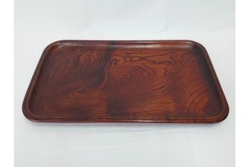 時代物　肥松盆　角盆　煎茶盆　茶道具　味わい深いお盆2点セット(木製、トレイ、トレー)(R-081365)