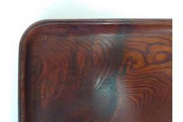 時代物　肥松盆　角盆　煎茶盆　茶道具　味わい深いお盆2点セット(木製、トレイ、トレー)(R-081365)