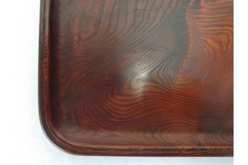 時代物　肥松盆　角盆　煎茶盆　茶道具　味わい深いお盆2点セット(木製、トレイ、トレー)(R-081365)