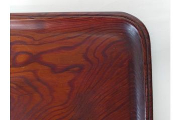時代物　肥松盆　角盆　煎茶盆　茶道具　味わい深いお盆2点セット(木製、トレイ、トレー)(R-081365)