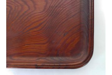 時代物　肥松盆　角盆　煎茶盆　茶道具　味わい深いお盆2点セット(木製、トレイ、トレー)(R-081365)
