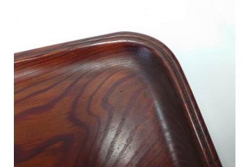 時代物　肥松盆　角盆　煎茶盆　茶道具　味わい深いお盆2点セット(木製、トレイ、トレー)(R-081365)