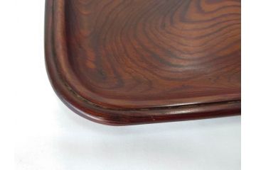 時代物　肥松盆　角盆　煎茶盆　茶道具　味わい深いお盆2点セット(木製、トレイ、トレー)(R-081365)