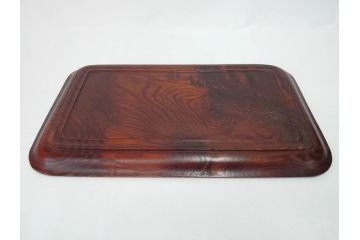 時代物　肥松盆　角盆　煎茶盆　茶道具　味わい深いお盆2点セット(木製、トレイ、トレー)(R-081365)