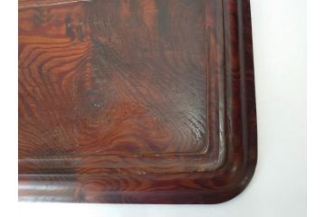 時代物　肥松盆　角盆　煎茶盆　茶道具　味わい深いお盆2点セット(木製、トレイ、トレー)(R-081365)