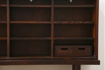 中古　美品　和光　NEW北樹　希少な廃番品　三枚引き戸の縦格子が和の雰囲気をより一層引き立てる水屋箪笥サイドボード(下駄箱、靴箱、収納棚、戸棚、玄関収納)(R-081375)