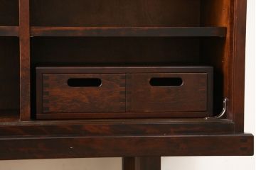 中古　美品　和光　NEW北樹　希少な廃番品　三枚引き戸の縦格子が和の雰囲気をより一層引き立てる水屋箪笥サイドボード(下駄箱、靴箱、収納棚、戸棚、玄関収納)(R-081375)