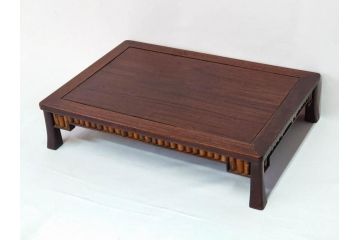 時代物　唐木　斑竹細工　茶道具　巧みを凝らした花台(飾り台、ミニテーブル、ディスプレイ台、華台、平卓)(R-081383)